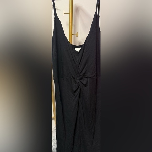 H&M Sleeveless Cross Twist Front Midi Dress Black Stretchy Size XL - Picture 1 of 3